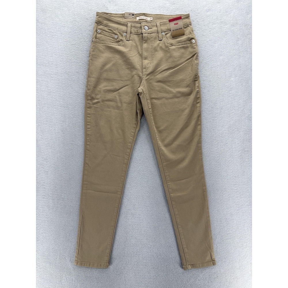 Levis 721 High Rise Skinny Jeans Womens 30x30 Beige High Rise Stretch Denim Pant